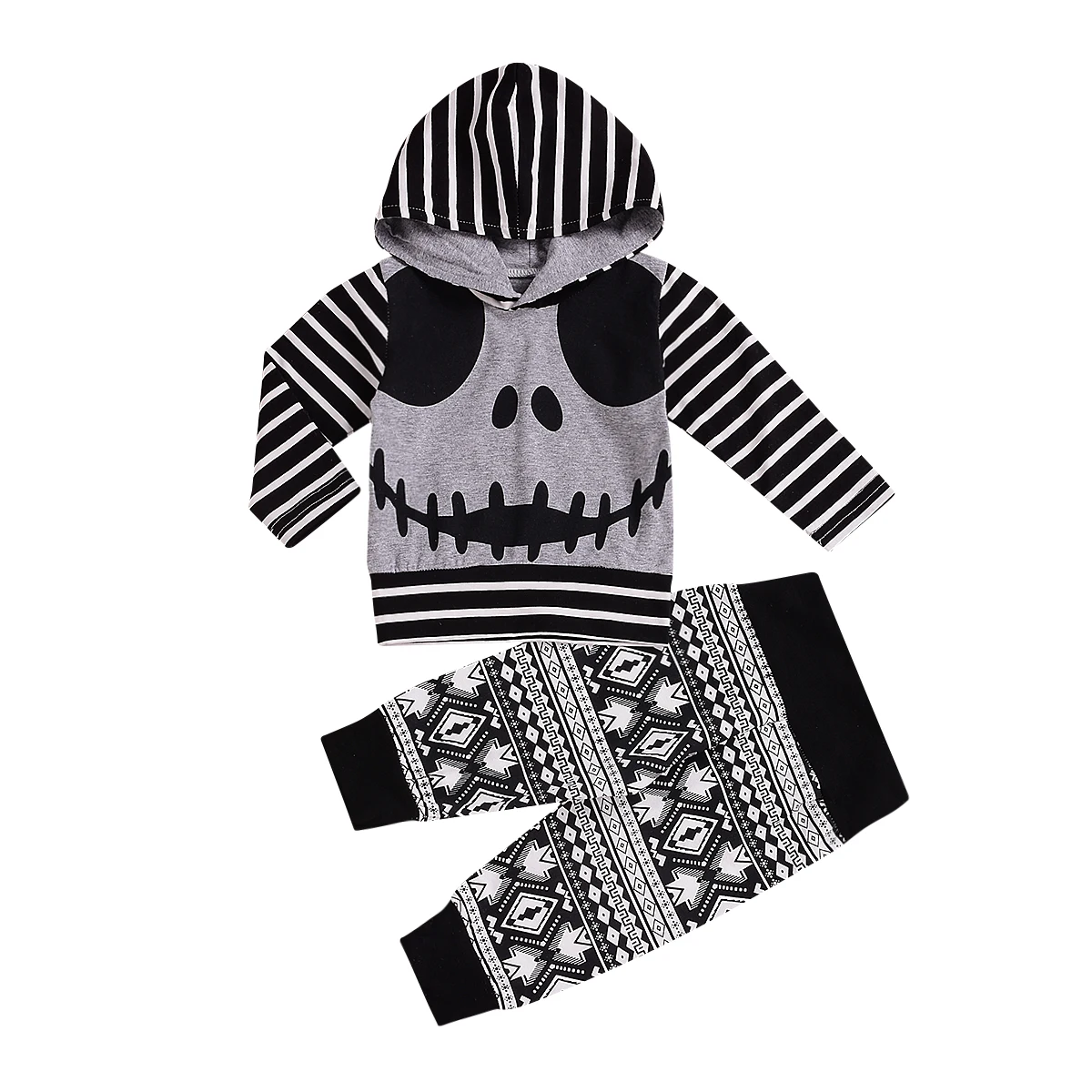 Halloween Newborn Baby Boys Girls Outfit Clothes Skull Hooded Tops Striped Long Sleeve Sweatshirt Pants 2PCS 0-24M
Halloween Newborn Baby Boys Girls Outfit Clothes Skull Hooded Tops Striped Long Sleeve Sweatshirt Pants 2PCS 0-24M
