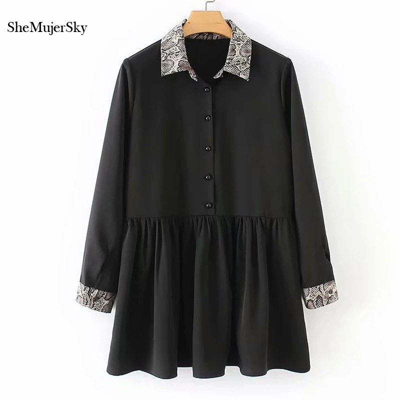 SheMujerSky Women Shirt Dress Black Long Sleeve Snake Skin Print Turn-down Collar Office Lady vestido 2018 Autumn Casual Dresses
SheMujerSky Women Shirt Dress Black Long Sleeve Snake Skin Print Turn-down Collar Office Lady vestido 2018 Autumn Casual Dresses