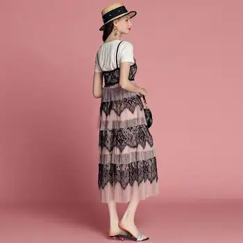 Women's 2020 Summer White T-Shirt + Lace Pleated Mesh Cake Dress Sling Dress Two-piece Set
Women's 2020 Summer White T-Shirt + Lace Pleated Mesh Cake Dress Sling Dress Two-piece Set