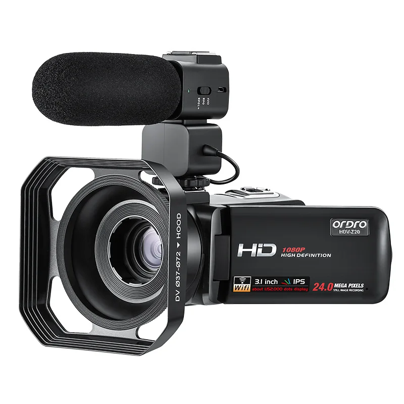 Цифровая видеокамера ORDRO HDV Z20 1080P 24 МП с сенсорным экраном 3 0 дюйма 16 кратный