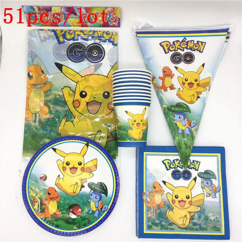 51Pcs/Lot Pokemon Go Pikachu Kids Girls Birthday Party Decorations Plates Paper Cups Tablecloth Flags Package Party Supplies
51Pcs/Lot Pokemon Go Pikachu Kids Girls Birthday Party Decorations Plates Paper Cups Tablecloth Flags Package Party Supplies