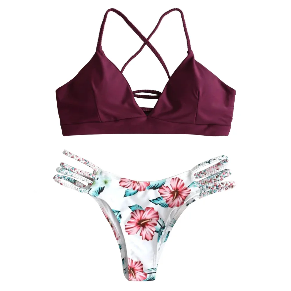 Braided Padded Flower Lace Up Holiday Swimwear Bikini Set Low Waist Bra And Briefs Criss Cross Sexy Wire Free Elastic
Braided Padded Flower Lace Up Holiday Swimwear Bikini Set Low Waist Bra And Briefs Criss Cross Sexy Wire Free Elastic