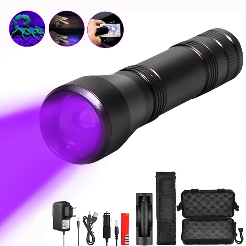 8000 Lums LED UV Flashlight UV Light L2/T6 white light LED Torch Light 5Mode Zoomable 395nm Blacklight by 18650 Battery
8000 Lums LED UV Flashlight UV Light L2/T6 white light LED Torch Light 5Mode Zoomable 395nm Blacklight by 18650 Battery
