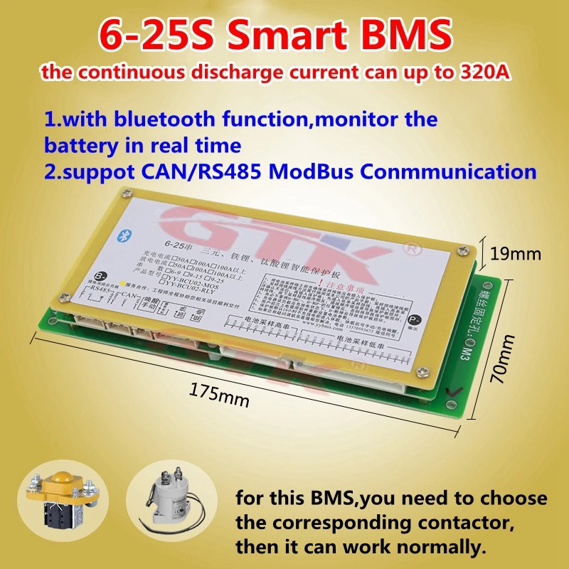 6S 7S 10S 13S 16S 20S 24S 25S 300A Smart BMS with bluetooth App RS485 conmmunication for Li-ion Lifepo4 LTO battery pack
6S 7S 10S 13S 16S 20S 24S 25S 300A Smart BMS with bluetooth App RS485 conmmunication for Li-ion Lifepo4 LTO battery pack