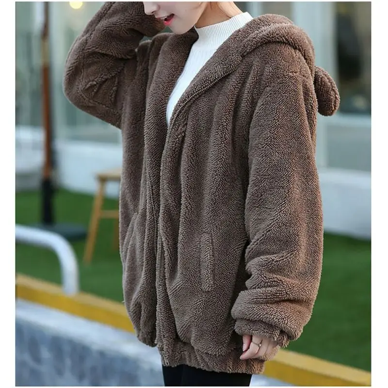 New Girls Warm Outerwear Coat Winter Women Hoodies Zipper Loose Fluffy Bear Ear Hoodie Hooded Jacket
New Girls Warm Outerwear Coat Winter Women Hoodies Zipper Loose Fluffy Bear Ear Hoodie Hooded Jacket