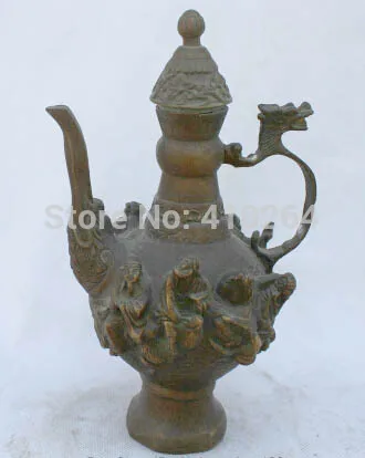 8" China Chinese Dynasty Palace Bronze 8 Immortals God Wine Tea Pot Flagon Statue Statue
8" China Chinese Dynasty Palace Bronze 8 Immortals God Wine Tea Pot Flagon Statue Statue