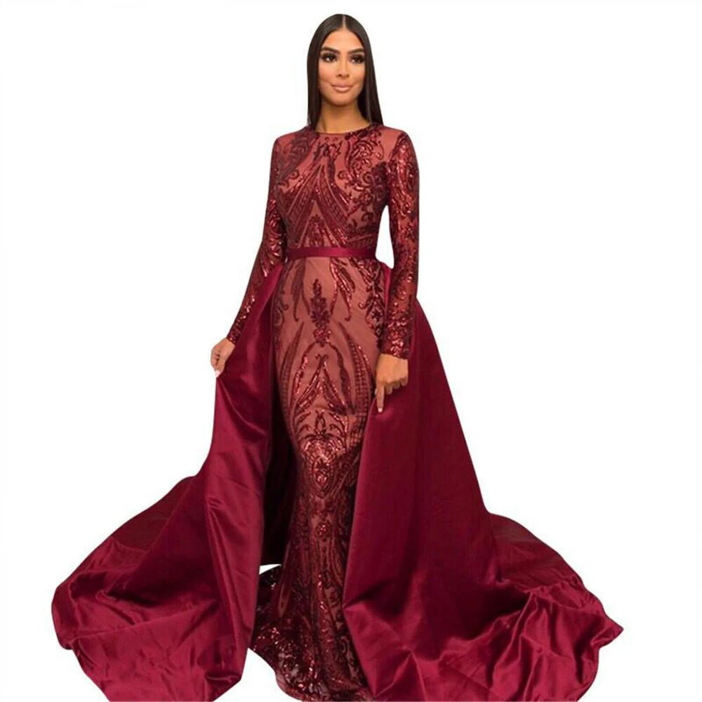Muslim Long Sleeves Mermaid Evening Dress 2019 Arabic Detachable Train Emerald Green Women Formal Gowns Kaftan Vestidos de festa
Muslim Long Sleeves Mermaid Evening Dress 2019 Arabic Detachable Train Emerald Green Women Formal Gowns Kaftan Vestidos de festa