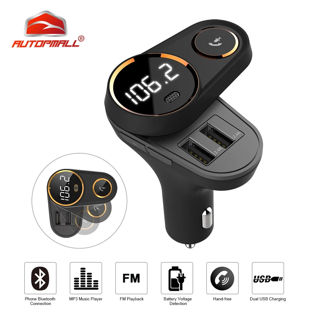 AUTOPMALL Bluetooth FM Transmitter Car Mp3 Player Wireless In-car Audio Radio Adapter Charger Dual USB Port Handsfree Call
AUTOPMALL Bluetooth FM Transmitter Car Mp3 Player Wireless In-car Audio Radio Adapter Charger Dual USB Port Handsfree Call