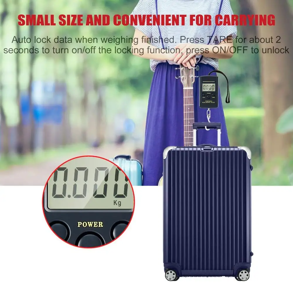 

Protable 40Kg Pockets Digital Scale Electronic Hanging Luggage Scale Multi Used Balance Weight Steelyard Black