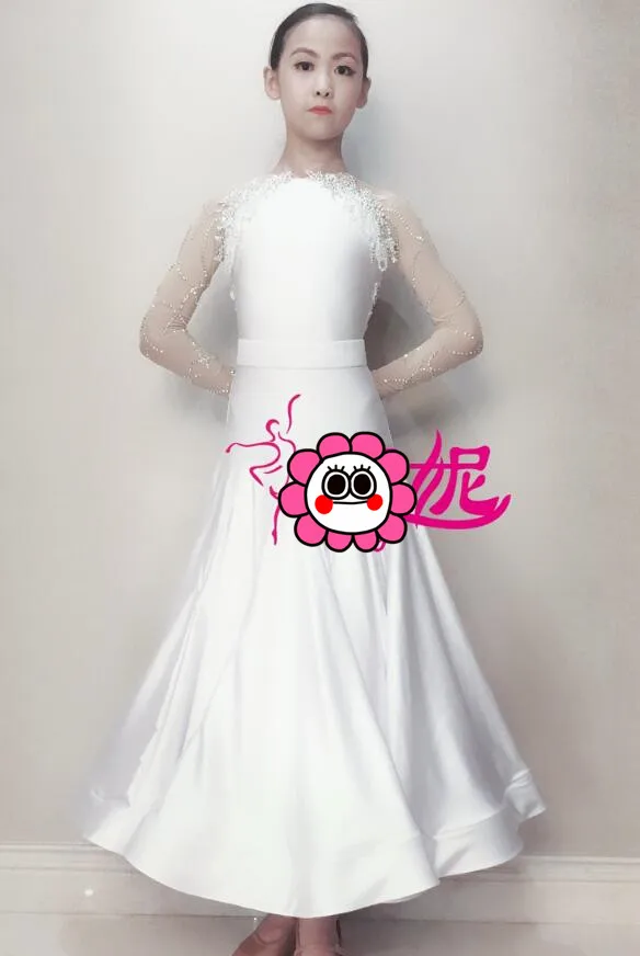 customize Standard Ballroom Competition Dress Ballroom Tango Waltz Dance Dress juvenile long sleeve kids white J08
customize Standard Ballroom Competition Dress Ballroom Tango Waltz Dance Dress juvenile long sleeve kids white J08