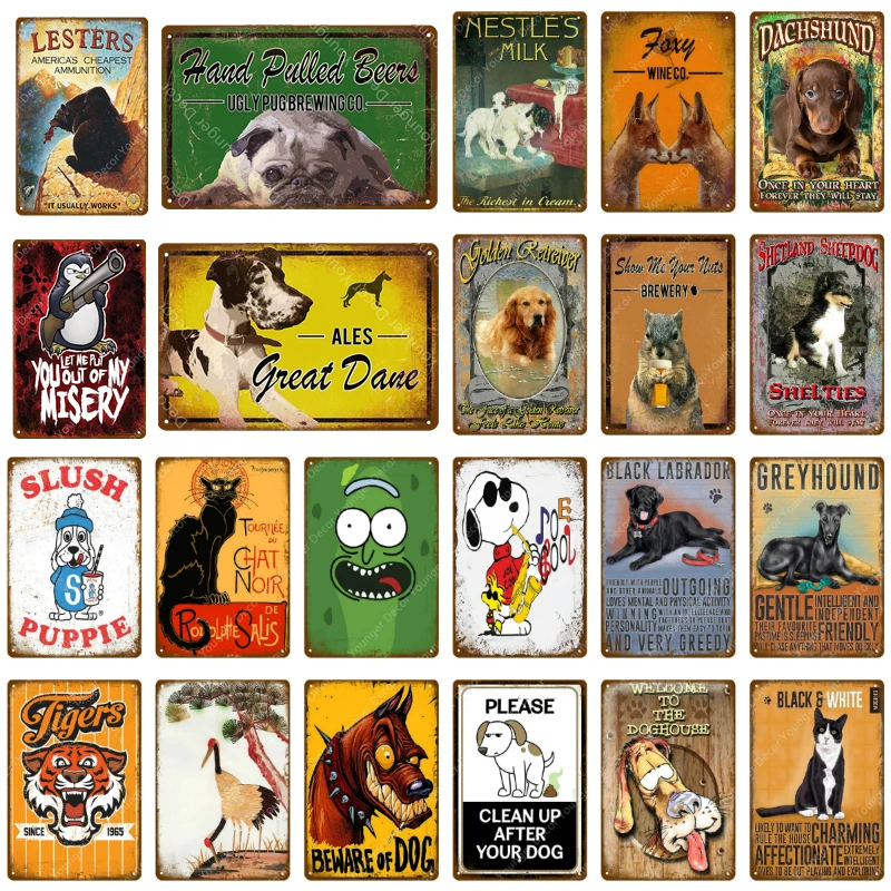 Animal Dog Tigers Cat Brewery Misery Penguin Crane Bear Art Prints Metal Poster Kids Room Home Wall Sticker Vintage Tin Signs
Animal Dog Tigers Cat Brewery Misery Penguin Crane Bear Art Prints Metal Poster Kids Room Home Wall Sticker Vintage Tin Signs