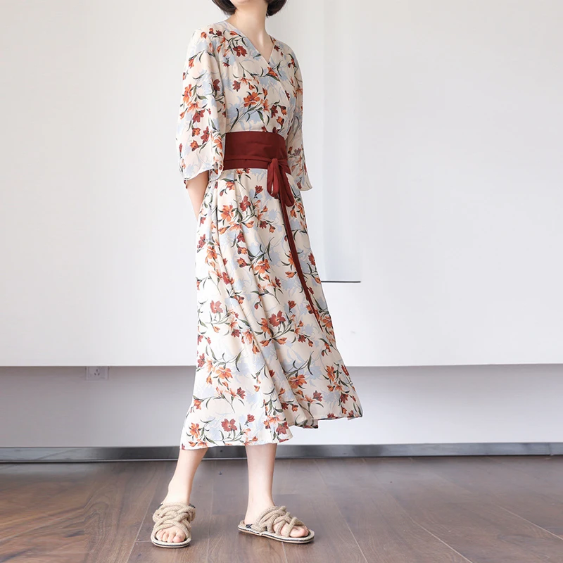 Johnature Casual A-line Summer Dress Print Short Sleeve Sashes Mid-calf Length V-neck 2019 New Clothes Loose Women Dress
Johnature Casual A-line Summer Dress Print Short Sleeve Sashes Mid-calf Length V-neck 2019 New Clothes Loose Women Dress
