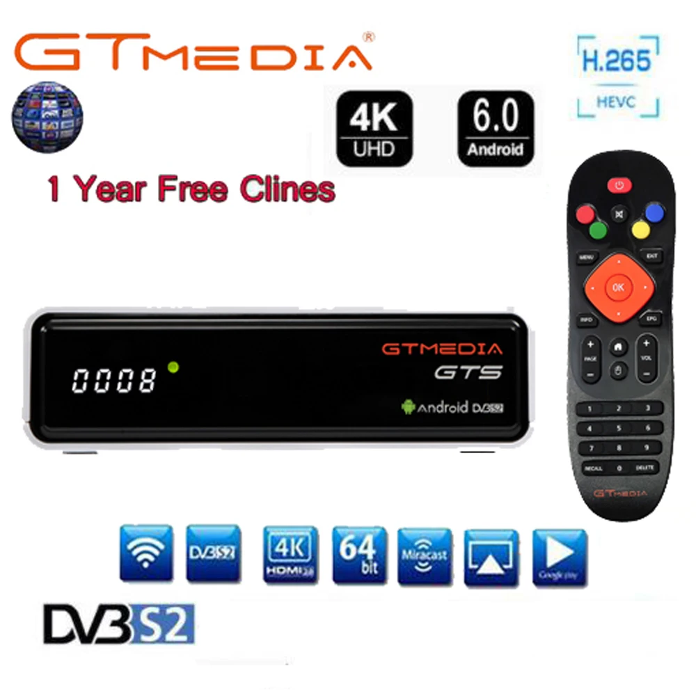 GTmedia GTS Satellite Receiver DVB-S2Android 6.0 TV BOX+DVB-S/S2 android 6.0 TV BOX 2GB RAM 8GB ROM BT4.0 FREESAT GTS CCcam iptv
GTmedia GTS Satellite Receiver DVB-S2Android 6.0 TV BOX+DVB-S/S2 android 6.0 TV BOX 2GB RAM 8GB ROM BT4.0 FREESAT GTS CCcam iptv