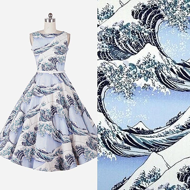 BZ18 100*140cm The New The Japanese Custom Style Wave Printed Cotton Fabric For Women's Clothing Twill Patchwork DIY Sew Fabric
BZ18 100*140cm The New The Japanese Custom Style Wave Printed Cotton Fabric For Women's Clothing Twill Patchwork DIY Sew Fabric