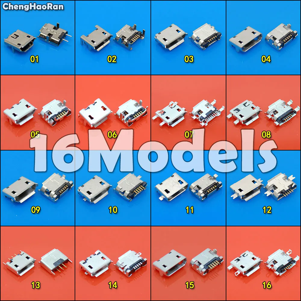 ChengHaoRan 16 Models Micro USB Connector 5Pin usb Jack Socket Female For MP3/4/5 Huawei Lenovo ZTE And Other Mobile Tabletels
ChengHaoRan 16 Models Micro USB Connector 5Pin usb Jack Socket Female For MP3/4/5 Huawei Lenovo ZTE And Other Mobile Tabletels