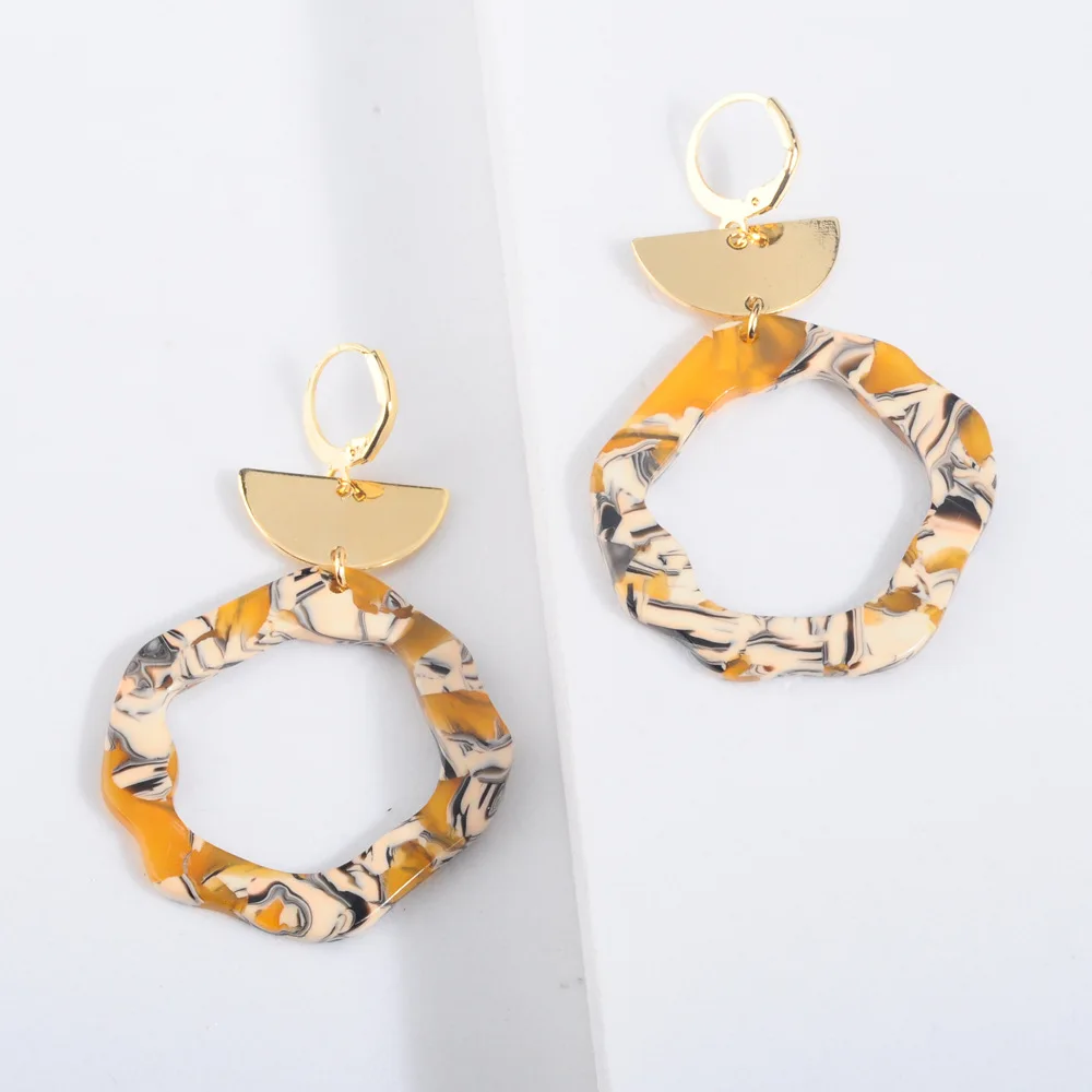 New Acrylic Acetate Earrings for Women Semicircular Alloy Irregular Geometric Round Resin Earrings Boho Jewelry Pendientes Mujer
New Acrylic Acetate Earrings for Women Semicircular Alloy Irregular Geometric Round Resin Earrings Boho Jewelry Pendientes Mujer