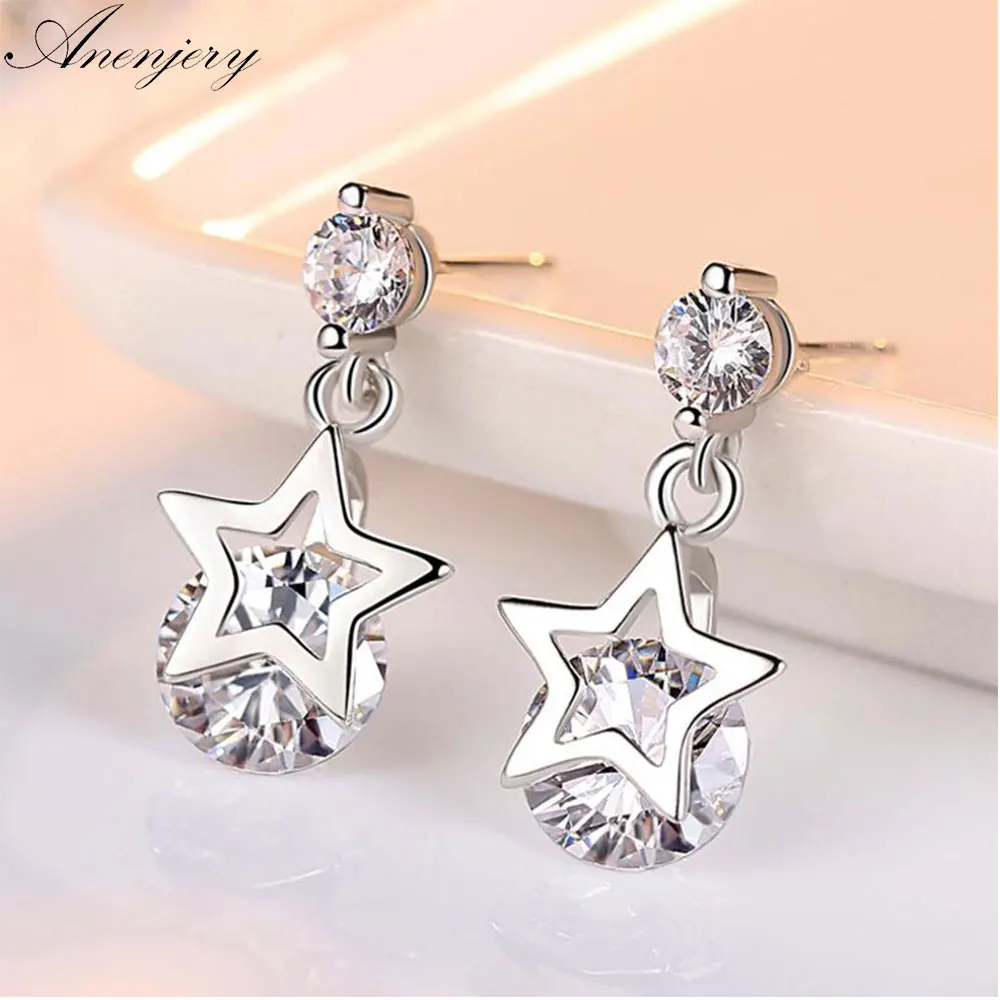 Anenjery Exquisite 925 Sterling Silver Jewelry Shiny Zircon Star Tassel Earrings For Women Gift Oorbellen Brincos S-E302
Anenjery Exquisite 925 Sterling Silver Jewelry Shiny Zircon Star Tassel Earrings For Women Gift Oorbellen Brincos S-E302