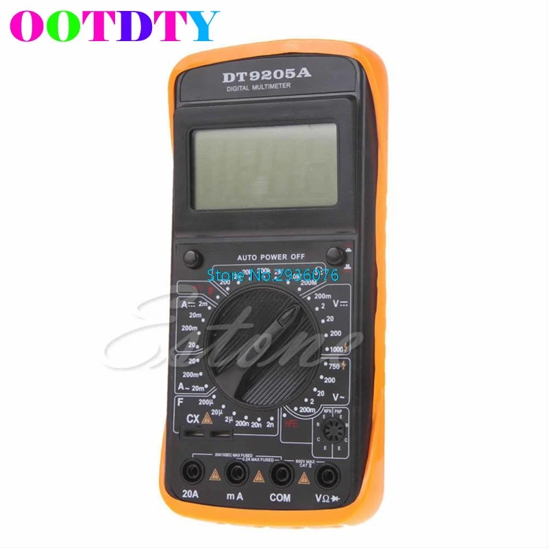 Digital Multimeter DT9205A LCD AC DC AMP Automatic Range Multimeter Ammeter Ohmmeter Resistance Capacitance Meter APR8_25
Digital Multimeter DT9205A LCD AC DC AMP Automatic Range Multimeter Ammeter Ohmmeter Resistance Capacitance Meter APR8_25