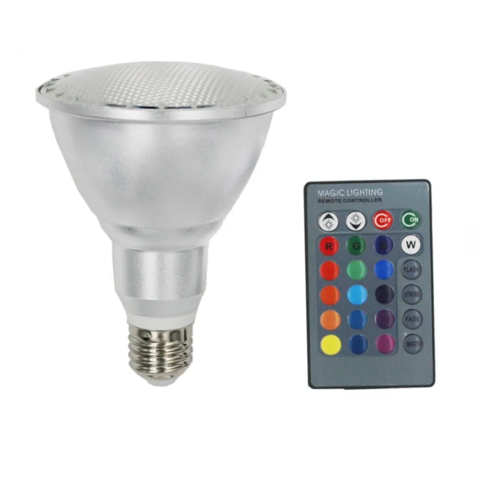 RGB LED Bulb Par30 10W Dimmable E27 Spotlight Light AC85-265V 16 Color Changing with IR Remote Control for Home Party Decoration
RGB LED Bulb Par30 10W Dimmable E27 Spotlight Light AC85-265V 16 Color Changing with IR Remote Control for Home Party Decoration