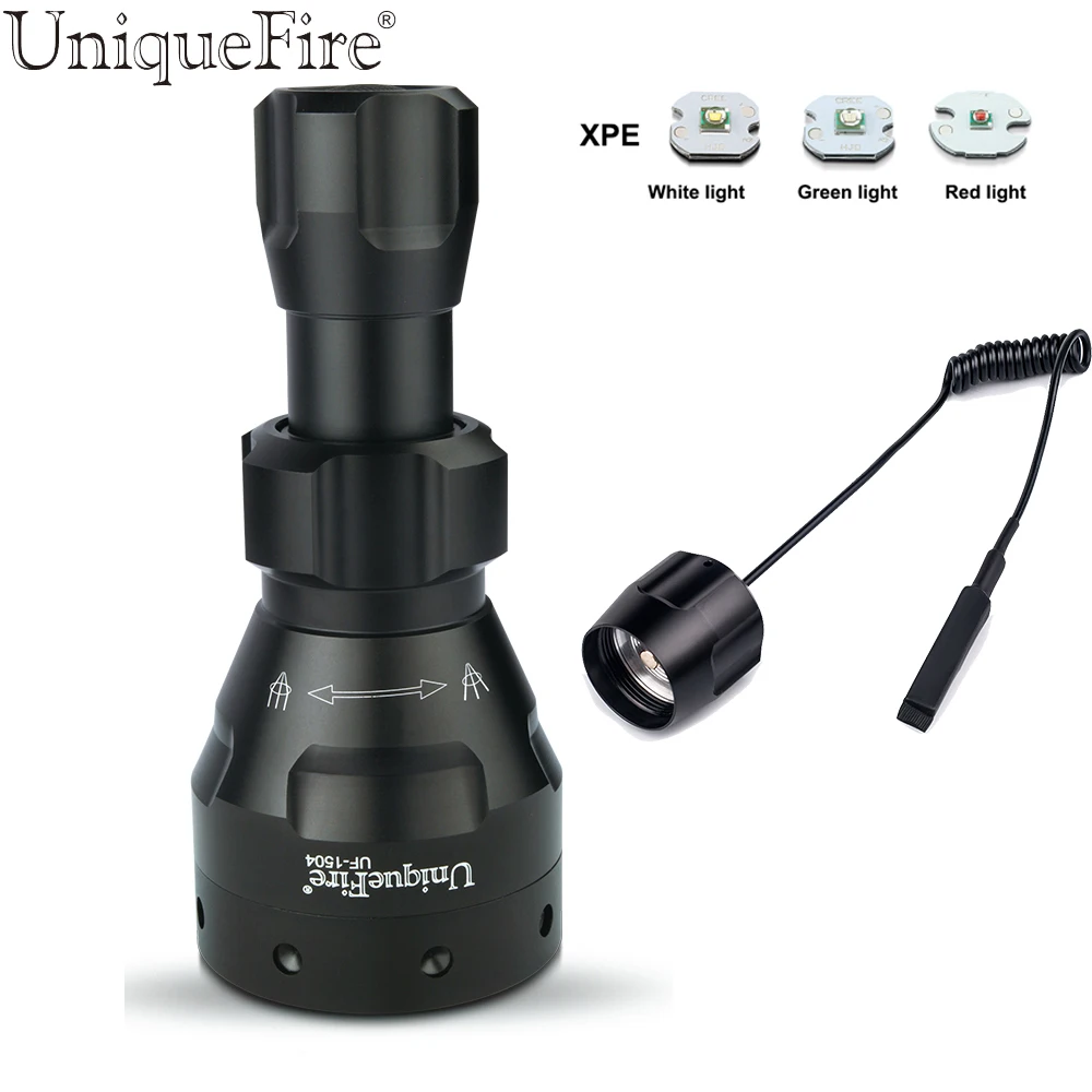 UniqueFire 3W Adjustable Led Flashlight UF-1504 XRE Zoom 3 Modes Aluminum Alloy Lamp Torch(G/R/W)Light+Remote Pressure
UniqueFire 3W Adjustable Led Flashlight UF-1504 XRE Zoom 3 Modes Aluminum Alloy Lamp Torch(G/R/W)Light+Remote Pressure