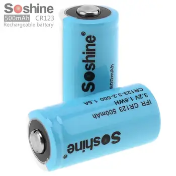 2pcs Soshine IFR CR123 3.2V 500mAh LiFePO4 Rechargable Battery with Low Self Discharge for Flashlight / Headlamp / Camera
2pcs Soshine IFR CR123 3.2V 500mAh LiFePO4 Rechargable Battery with Low Self Discharge for Flashlight / Headlamp / Camera