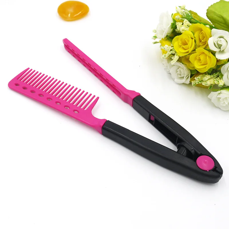 

1Pc Folding Hair Combs V Type Hair Straightener Comb DIY Salon Haircut Hairdressing Styling Tool Anti-static Combs Brush New