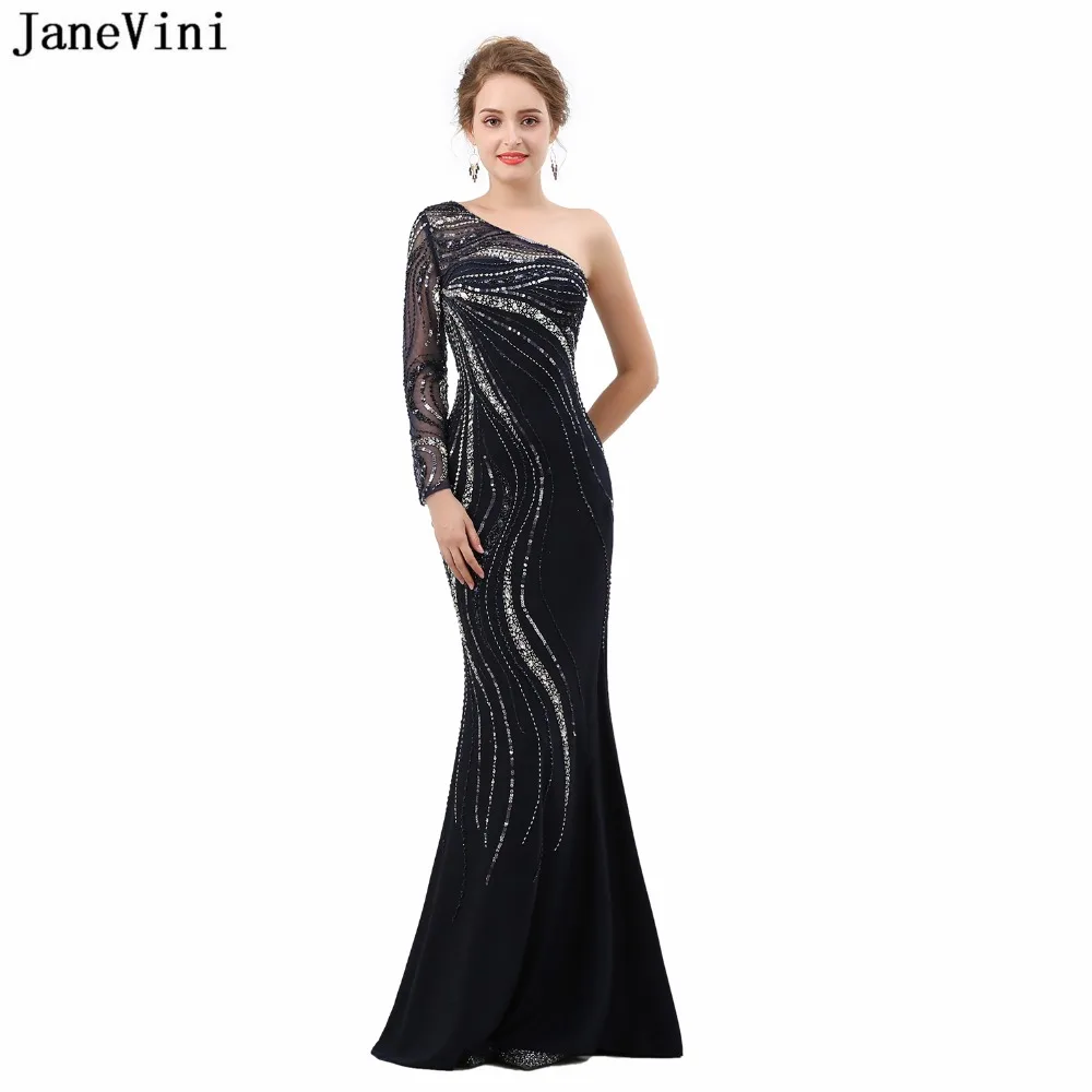 JaneVini Sexy Black Mermaid Mother of The Bride Dresses One Shoulder 2019 Luxury Beading Long Sleeves Dubai Formal Evening Gowns
JaneVini Sexy Black Mermaid Mother of The Bride Dresses One Shoulder 2019 Luxury Beading Long Sleeves Dubai Formal Evening Gowns