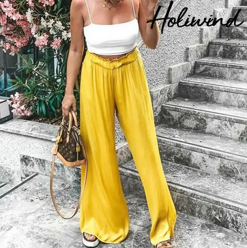 2019 Trendy Women Wide Leg Yellow Pants High Waist Loose Long Trousers High Street Women Pants
2019 Trendy Women Wide Leg Yellow Pants High Waist Loose Long Trousers High Street Women Pants