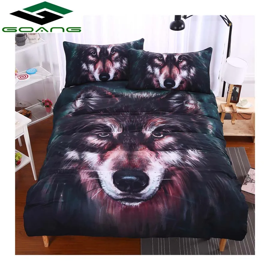 GOANG Wolf bedding Sets 100% polyester bed sheet duvet cover pillow case king size bedding set 3d digital printing
GOANG Wolf bedding Sets 100% polyester bed sheet duvet cover pillow case king size bedding set 3d digital printing