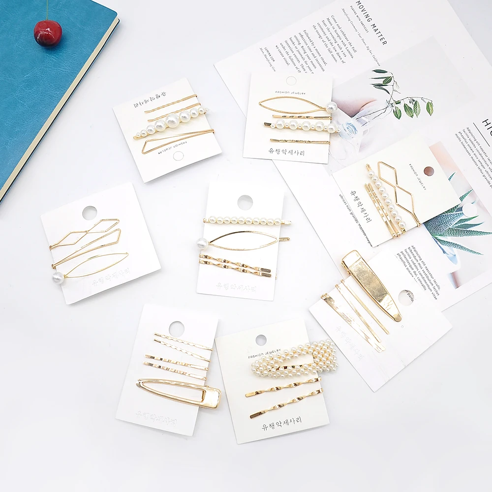 Korean 8 stlyes Acrylic Imitation Pearl Gold Metal Women Barrettes Set Elegant girl Hair Clip Hairgrip Hair Accessories New 2019
Korean 8 stlyes Acrylic Imitation Pearl Gold Metal Women Barrettes Set Elegant girl Hair Clip Hairgrip Hair Accessories New 2019
