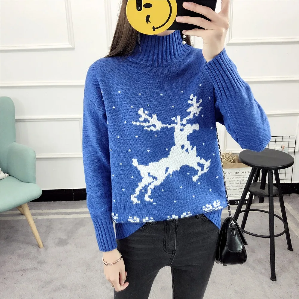 Autumn Winter Women Turtleneck Christmas Sweaters Pullover Female Long sleeve Thicken Warm Embroidery Deer Loose Jumpers Tops
Autumn Winter Women Turtleneck Christmas Sweaters Pullover Female Long sleeve Thicken Warm Embroidery Deer Loose Jumpers Tops