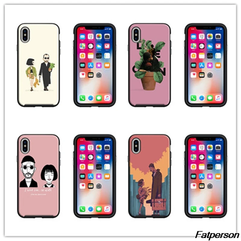 Леон черный мягкий Силиконовый ТПУ чехол для телефона Apple iPhone X 8 8plus 7 7plus 6 6splus 6s 6plus