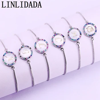 12Pcs Silver color Initial Letters Adjustable Bracelets For Women Girl,Pave Rainbow Zircon Shell A-Z Letter Connector Bracelet
12Pcs Silver color Initial Letters Adjustable Bracelets For Women Girl,Pave Rainbow Zircon Shell A-Z Letter Connector Bracelet