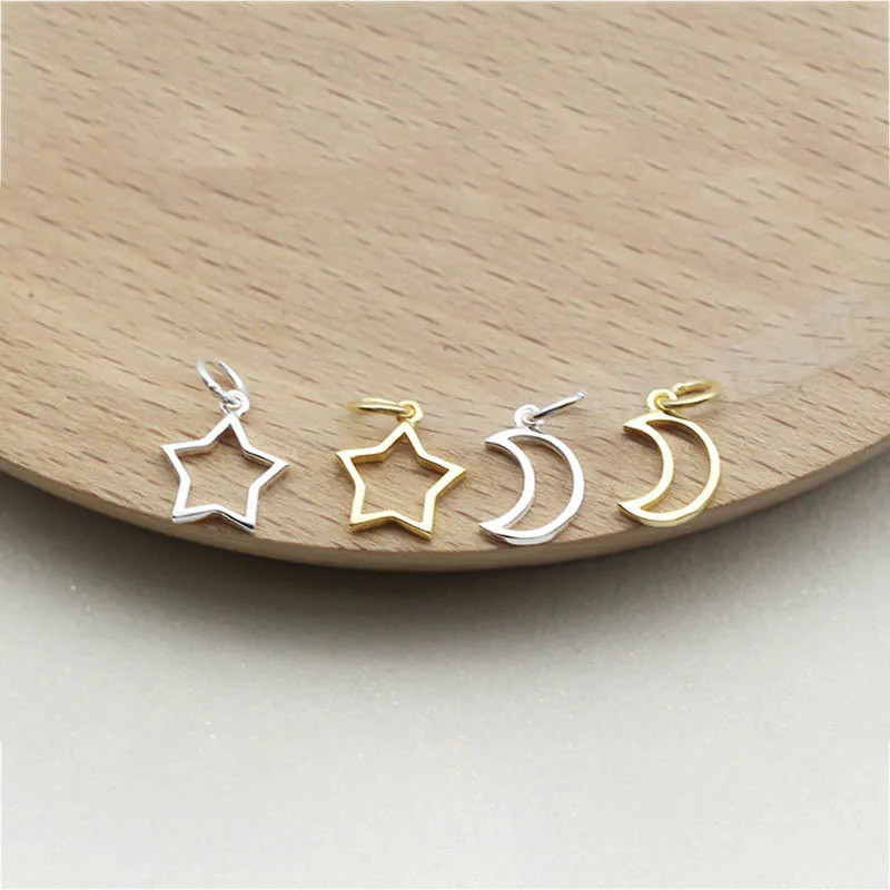 925 Sterling Silver Small Charm Findings Hollow Star Moon Pendant For Earring Necklace Making Supppy DIY Bracelet Accessories
925 Sterling Silver Small Charm Findings Hollow Star Moon Pendant For Earring Necklace Making Supppy DIY Bracelet Accessories
