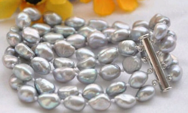 Hot sell 4row 7.5" 8-9mm gray baroque freshwater cultured pearl bracelet -Bridal jewelry free shipping
Hot sell 4row 7.5" 8-9mm gray baroque freshwater cultured pearl bracelet -Bridal jewelry free shipping