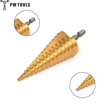 PW TOOLS HSS Titanium Step Drill Bit Spiral Center Hole Cutter 4-32mm Hex Cone Drill Bits Drilling Wood Mini Drill Accessories
PW TOOLS HSS Titanium Step Drill Bit Spiral Center Hole Cutter 4-32mm Hex Cone Drill Bits Drilling Wood Mini Drill Accessories
