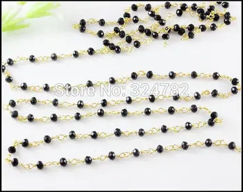 5Meter DIY Gold Plated and Black color Wire Wrapped Beaded Chain Rosary chain faceted Crystal beads for Necklace bracelet
5Meter DIY Gold Plated and Black color Wire Wrapped Beaded Chain Rosary chain faceted Crystal beads for Necklace bracelet