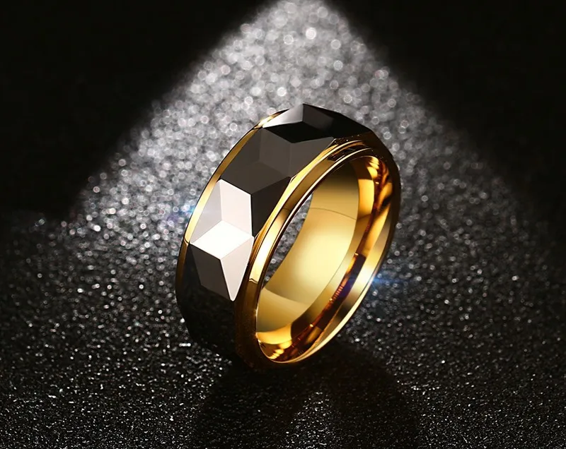 Мужские кольца из вольфрамовой стали 8 мм вечерние ювелирные изделия золотого