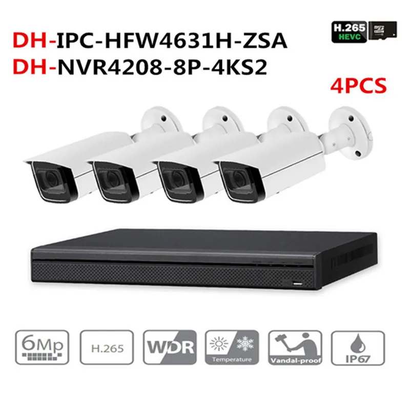 

DH Security CCTV System 6MP Zoom IP Camera IPC-HFW4631H-ZSA & 8POE 4K NVR NVR4208-8P-4KS2 Surveillance P2P Security System