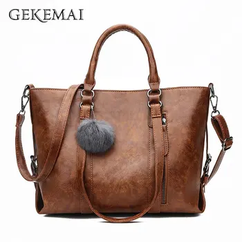 Vintage Leather Luxury Hairball Handbags Ladies Big Shoulder Bag Sac A Main Femme Designer Crossbody Bags for Women 2019 Totes
Vintage Leather Luxury Hairball Handbags Ladies Big Shoulder Bag Sac A Main Femme Designer Crossbody Bags for Women 2019 Totes