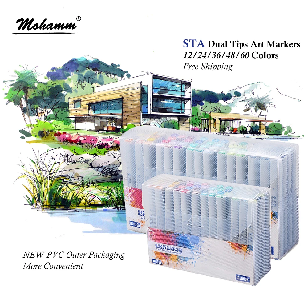 STA 12/24/36/48/60 Colors Alcoholic oily based ink Art Marker Set Best For Manga Dual Headed Art Sketch Markers 
STA 12/24/36/48/60 Colors Alcoholic oily based ink Art Marker Set Best For Manga Dual Headed Art Sketch Markers