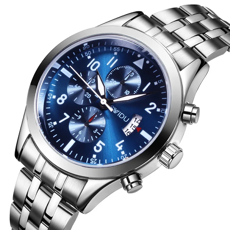 New steel band watch single calendar men's steel band watch six needle five bead steel band watches
New steel band watch single calendar men's steel band watch six needle five bead steel band watches