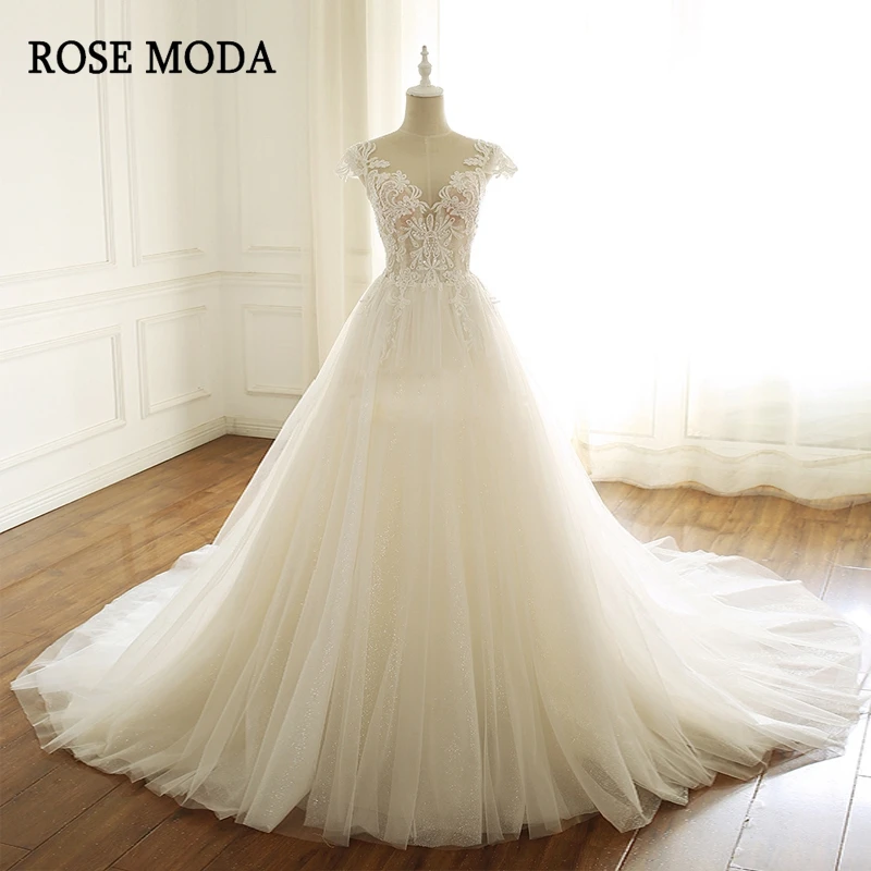 Rose Moda Short Cap Sleeves Princess Tulle Wedding Dress 2019 Lace Bridal Dresses with Train Real Photos
Rose Moda Short Cap Sleeves Princess Tulle Wedding Dress 2019 Lace Bridal Dresses with Train Real Photos