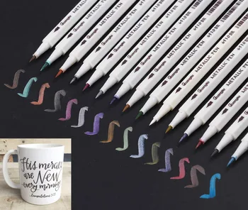 Metallic Calligraphy Brush Marker Pens - Set of 15 Colors, Metallic Color Painting Pen for Rock Painting Ceramic Glass(Brush Tip
Metallic Calligraphy Brush Marker Pens - Set of 15 Colors, Metallic Color Painting Pen for Rock Painting Ceramic Glass(Brush Tip