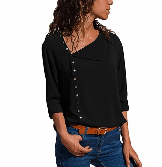 Chiffon Blouse 2019 Fashion Long Sleeve Women Blouses and Tops Skew Collar Solid Office Shirt Casual Tops Blusas Chemise Femme
Chiffon Blouse 2019 Fashion Long Sleeve Women Blouses and Tops Skew Collar Solid Office Shirt Casual Tops Blusas Chemise Femme
