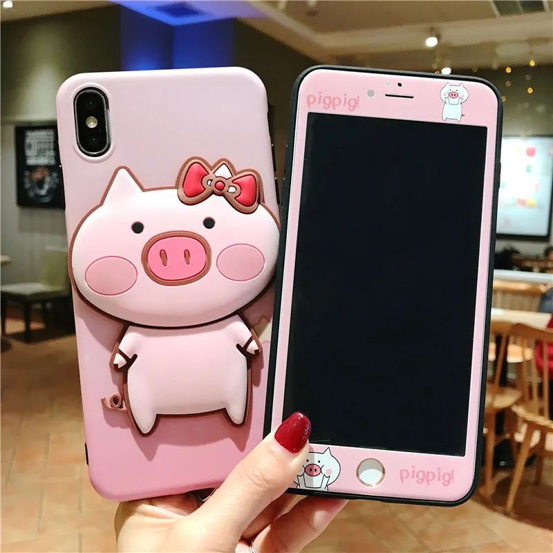 For iPhone XS max XR X 3D cartoon pig back case & Tempered Glass front Screen film Cover for iPhone 8 8plus 7 7plus 6S Plus
For iPhone XS max XR X 3D cartoon pig back case & Tempered Glass front Screen film Cover for iPhone 8 8plus 7 7plus 6S Plus