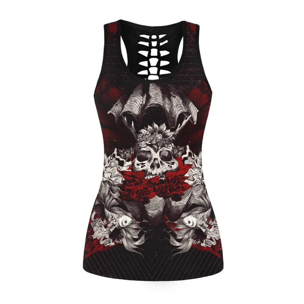 New Women Fitness Sporting Sleeveless Tank Top 3D Flower Skull Printed Vest Tops Female Gothic Style Sexy Slim Vintage Clothing
New Women Fitness Sporting Sleeveless Tank Top 3D Flower Skull Printed Vest Tops Female Gothic Style Sexy Slim Vintage Clothing