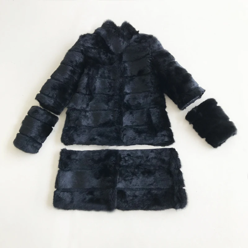 

Fur Real Women Winter Coat Remove Jacket 4 ways basic Natural Fur Overcoat Detachable Fur TSR477