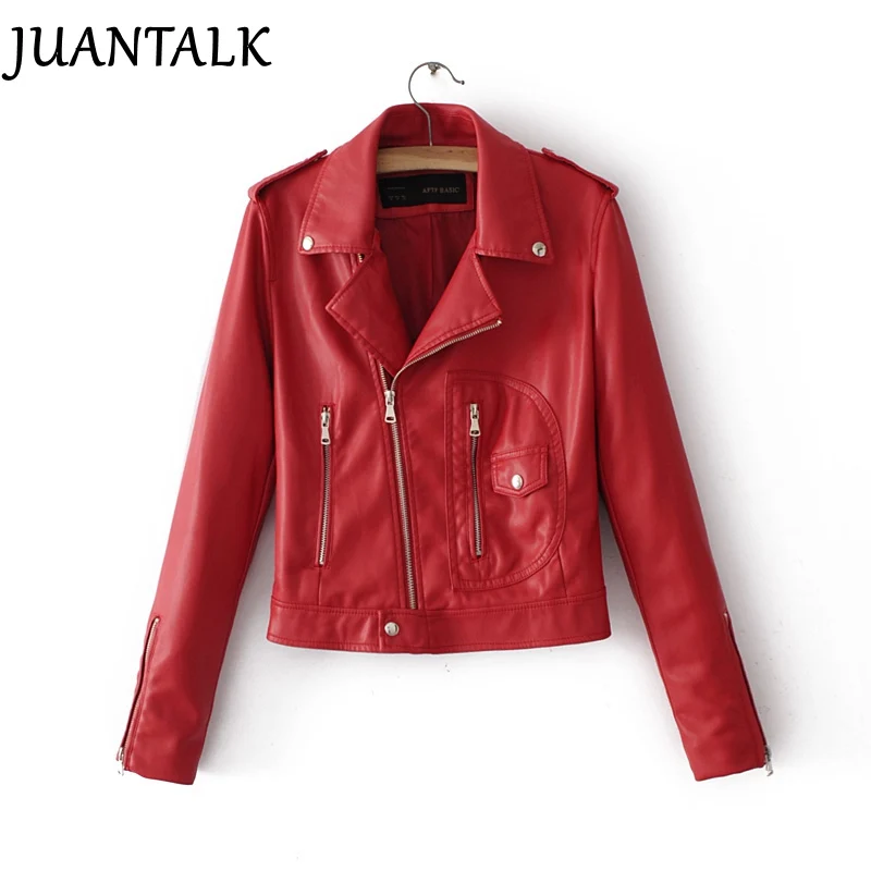 JUANTALK 2018 New Spring Women Motorcycle Zipper Soft PU Leather Jacket Fashion Short Design Long Sleeve Jacket 4 Color Coat Hot
JUANTALK 2018 New Spring Women Motorcycle Zipper Soft PU Leather Jacket Fashion Short Design Long Sleeve Jacket 4 Color Coat Hot