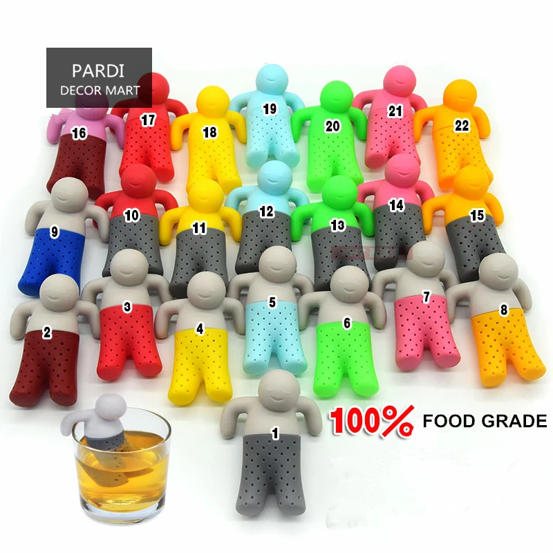 Colorful Silicone Tea bags Bath Little man hanging tea bags tea Tea filter tea making device Tea strainer 1pc/lot
Colorful Silicone Tea bags Bath Little man hanging tea bags tea Tea filter tea making device Tea strainer 1pc/lot
